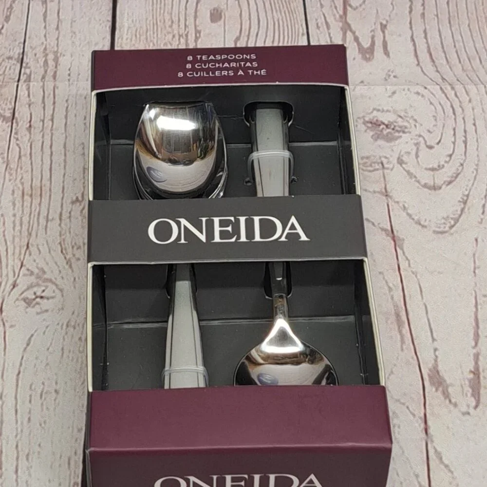 ONEIDA Jordan Frosted Teaspoons Stainless‎ Oval Spoon Glossy Flatware